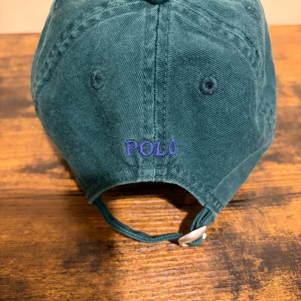 Polo Ralph Lauren Toddler Polo Bear Football Hat Green Cotton Cap 2T-4T